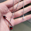 Abstract Garnet and Diamond Platinum Pendant and Chain