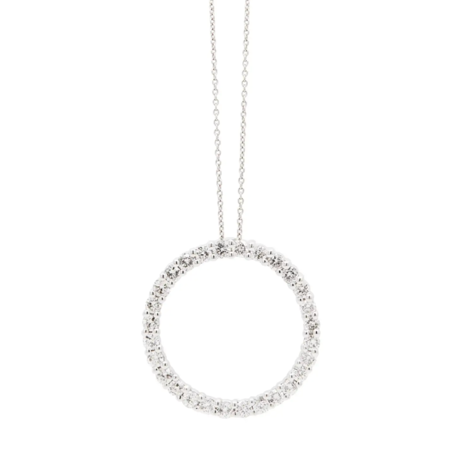 Diamond Set 'Circle Of Life' Pendant Necklace in 14 Carat White Gold