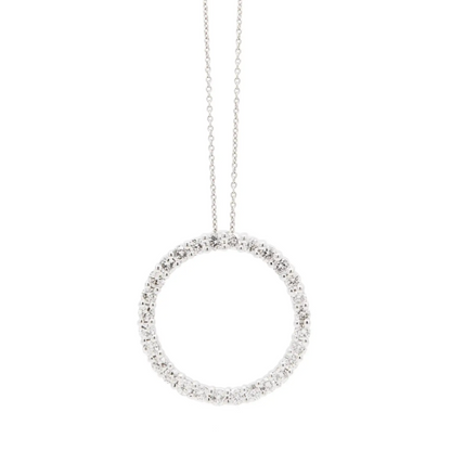 Diamond Set 'Circle Of Life' Pendant Necklace in 14 Carat White Gold
