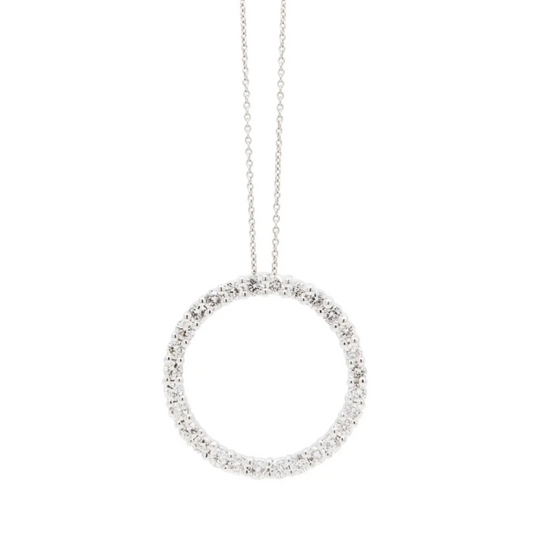 Diamond Set 'Circle Of Life' Pendant Necklace in 14 Carat White Gold