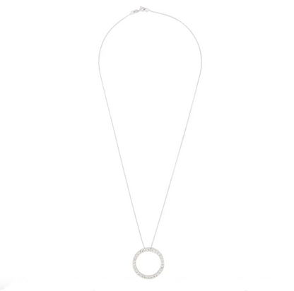 Diamond Set 'Circle Of Life' Pendant Necklace in 14 Carat White Gold