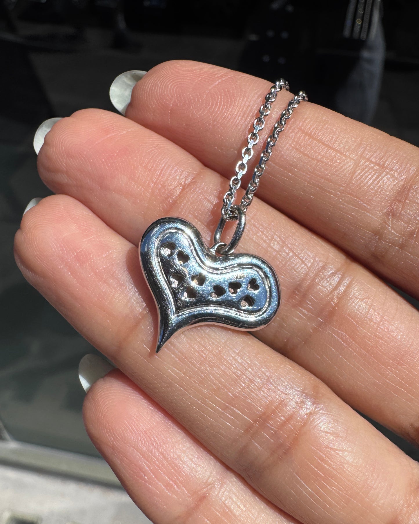 Pink & White Diamond 18 Carat Gold Stylised Heart Pendant and Chain