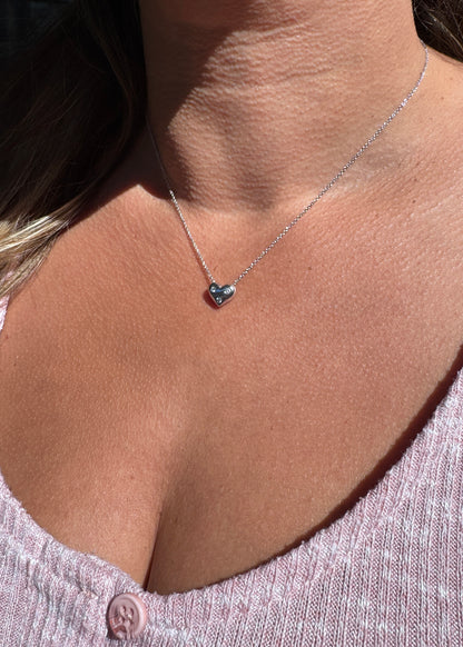 Tiffany & Co. Etoile Three Diamond Puffy Heart Pendant Necklace in Platinum