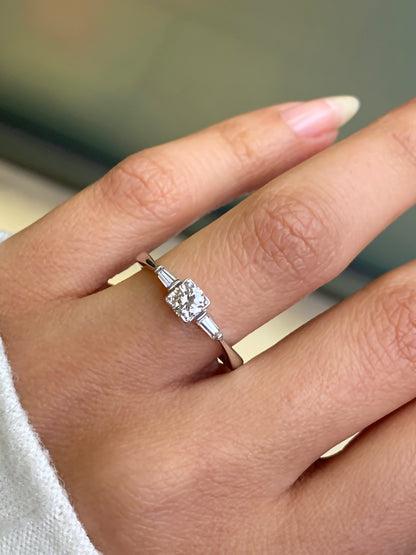 Art Deco Style 0.30 Carat Diamond 18 Carat White Gold Ring, Circa 1970s