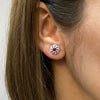 Ruby and Diamond 18 Carat White Gold Floral Earrings and Necklace Set