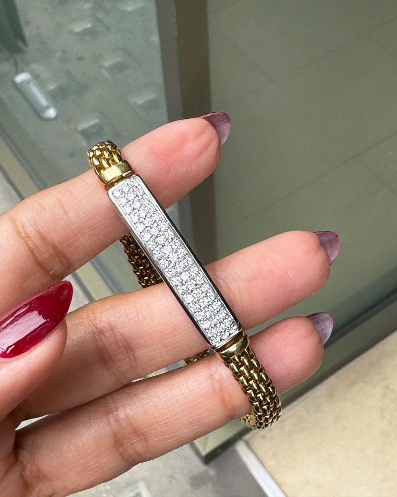 FOPE Diamond 18 Carat White and Yellow Gold Woven Link Bracelet