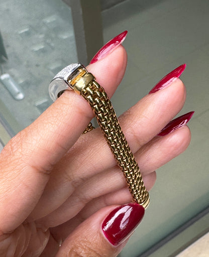 FOPE Diamond 18 Carat White and Yellow Gold Woven Link Bracelet