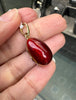 Vintage Guilloché Red Enamel and 14 Carat Yellow Gold Egg Charm