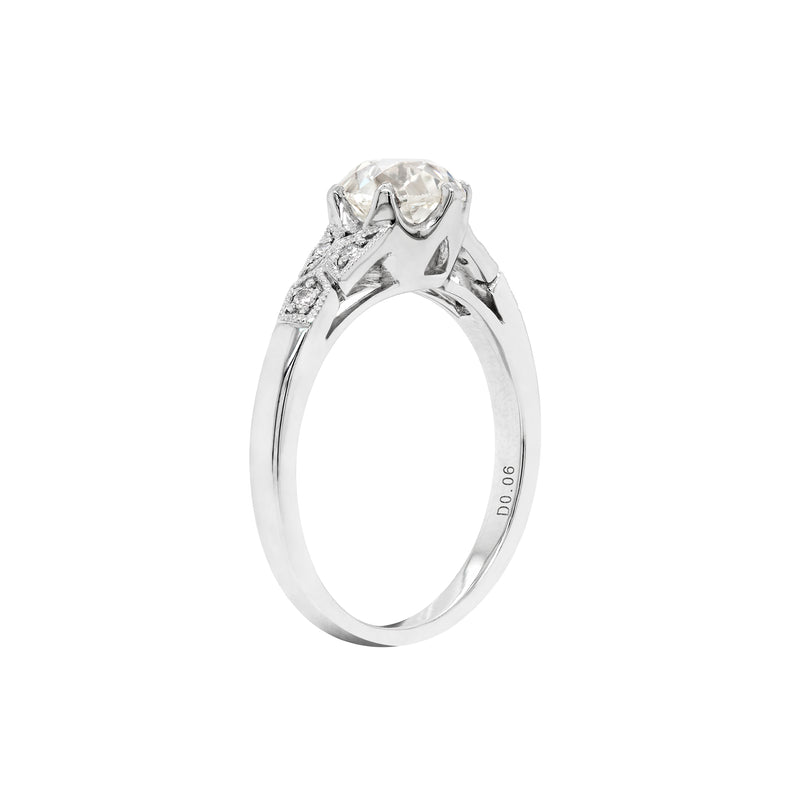 1.25 Carat Old Mine Cut Diamond Platinum Engagement Ring