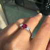 1.05ct Natural Unheated Oval Ruby & Diamond Platinum Three-Stone Engagement Ring