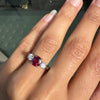 1.05ct Natural Unheated Oval Ruby & Diamond Platinum Three-Stone Engagement Ring