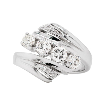 Vintage Diamond 18 Carat White Gold Crossover Dress Ring