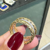 Diamond 18 Carat White and Yellow Gold Fancy Braided Wide Band Ring