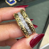 Diamond 18 Carat White and Yellow Gold Fancy Braided Wide Band Ring