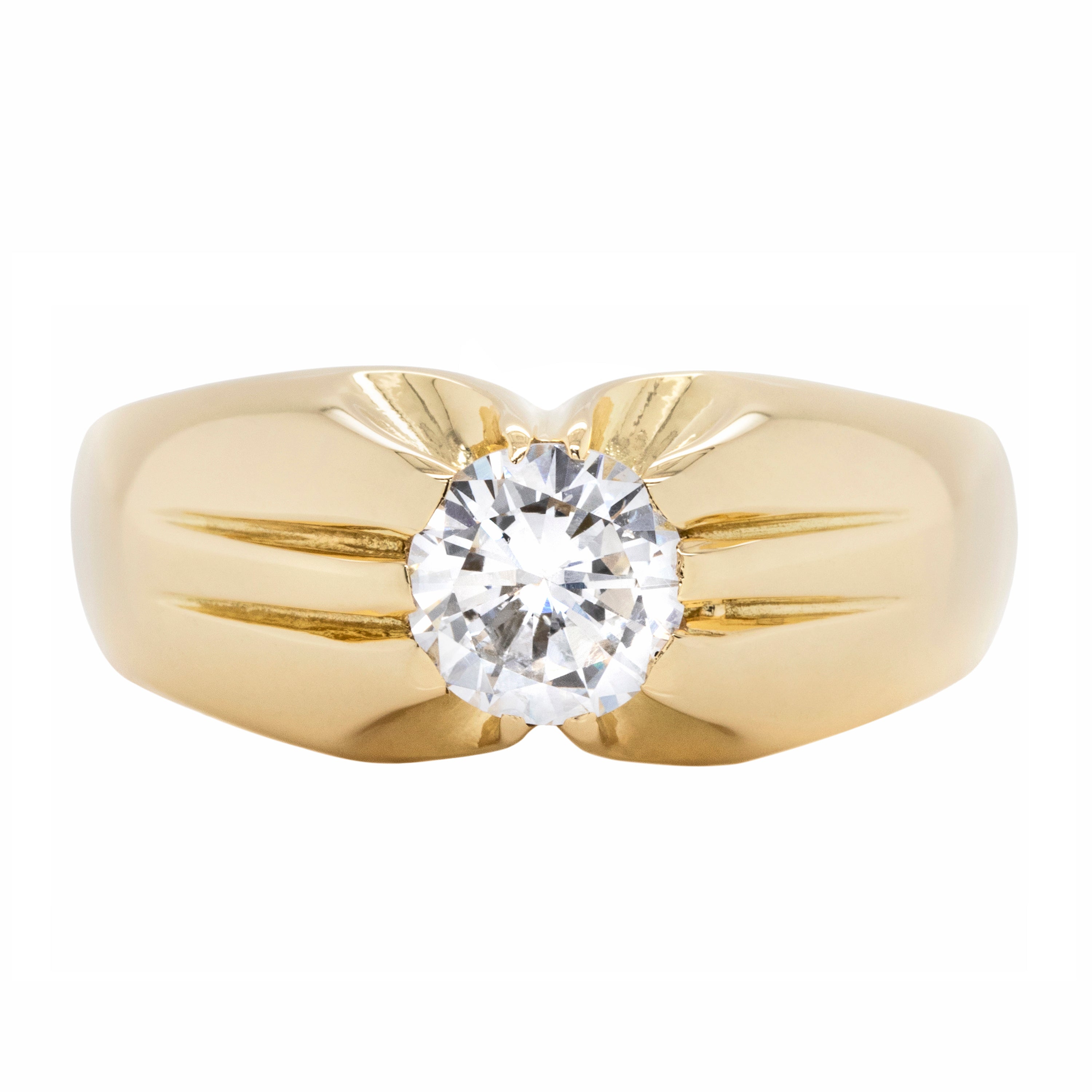 1.07 Carat Diamond 18 Carat Yellow Gold Gents Gypsy Ring