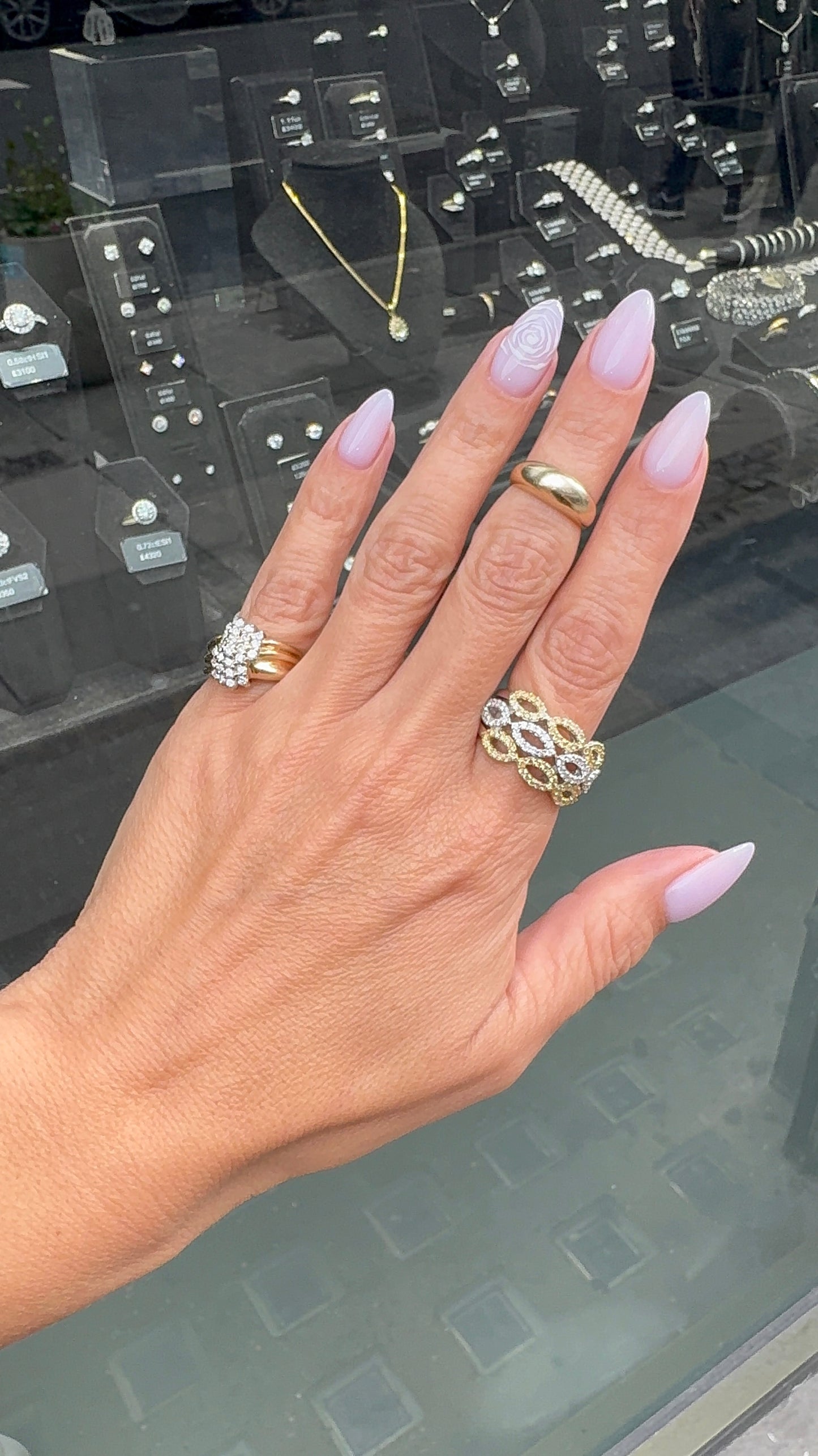 White and Yellow Diamond 18 Carat Gold Wide Tapered Band Infinity Dress Ring