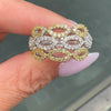 White and Yellow Diamond 18 Carat Gold Wide Tapered Band Infinity Dress Ring