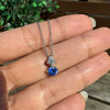 Blue Sapphire and Diamond 18 Carat White Gold Pendant Necklace