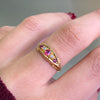 Antique Ruby and Old Cut Diamond 18 Carat Yellow Gold Five-Stone Ring, 1911