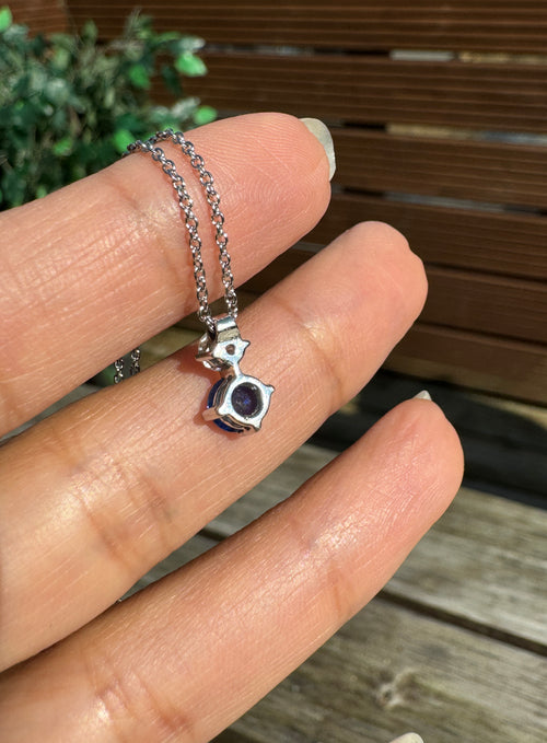 Blue Sapphire and Diamond 18 Carat White Gold Pendant Necklace