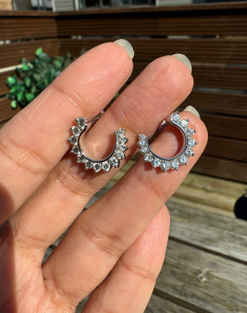 Diamond and 18 Carat White Gold Swirl Stud Earrings