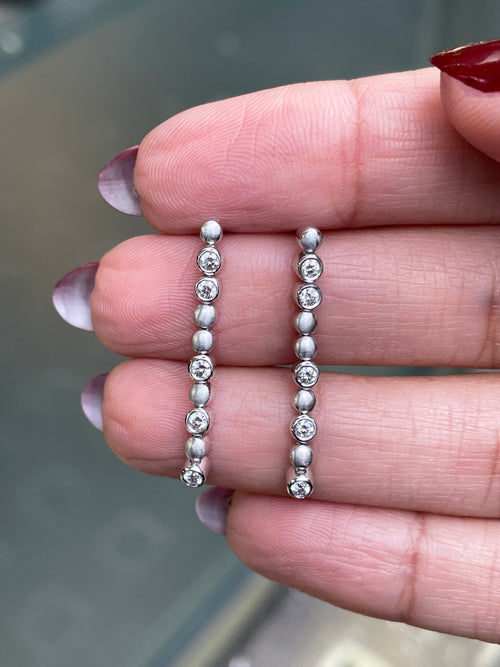 Diamond 18 Carat White Gold Linear Drop Earrings