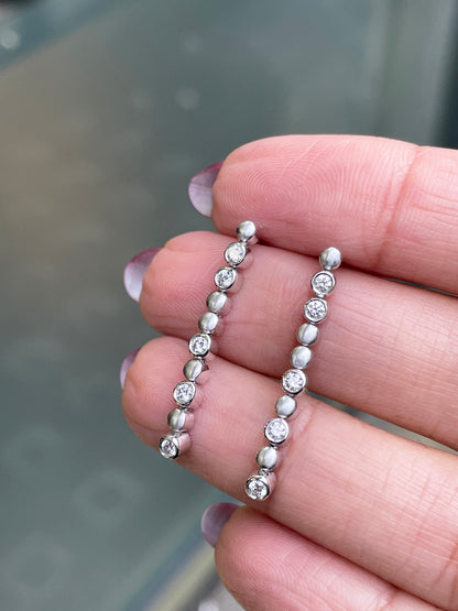 Diamond 18 Carat White Gold Linear Drop Earrings