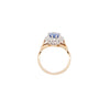 Oval Blue Sapphire and Diamond Halo 18K Gold Coronet Cluster Engagement Ring