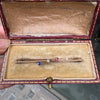Antique Diamond, Sapphire & Ruby 9 Carat Rose Gold Bar Brooch, c.1910