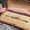 Antique Diamond, Sapphire & Ruby 9 Carat Rose Gold Bar Brooch, c.1910