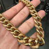 UnoAErre 9 Carat Yellow Gold Graduated Chunky Hollow Curb Link Chain, Italy