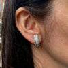 Diamond and 18 Carat White Gold Three-Row Lever-Back Half Hoop Earrings