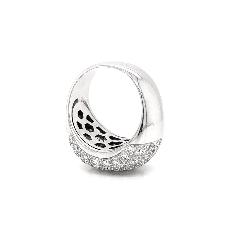 Diamond 18 Carat White Gold Bombé Cluster Dome Cocktail Ring