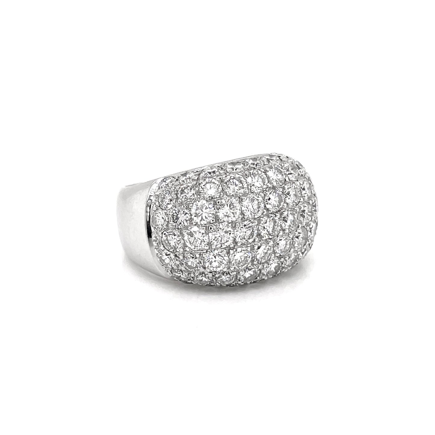 Diamond 18 Carat White Gold Bombé Cluster Dome Cocktail Ring