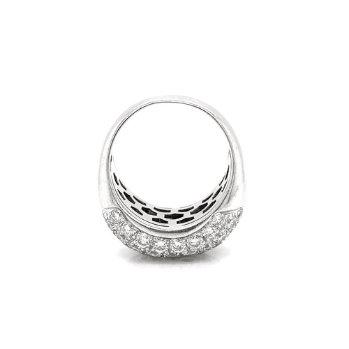 Diamond 18 Carat White Gold Bombé Cluster Dome Cocktail Ring