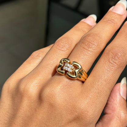 Mauboussin Diamond and 18 Carat Yellow Gold Double Buckle Ring