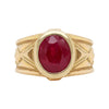 Oval Ruby 18 Carat Yellow Gold Geometric Ring