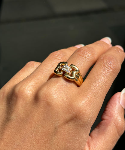 Mauboussin Diamond and 18 Carat Yellow Gold Double Buckle Ring