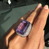 Amethyst and Diamond 18 Carat White Gold Large Cocktail Ring