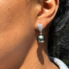 Black Pearl and Diamond 18 Carat White Gold Detachable Drop Earrings