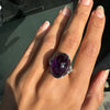 Oval Cabochon Amethyst and Diamond 18 Carat White Gold Dress Ring