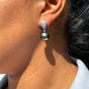 Black Pearl and Diamond 18 Carat White Gold Detachable Drop Earrings