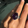 Oval Cabochon Amethyst and Diamond 18 Carat White Gold Dress Ring