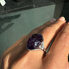 Oval Cabochon Amethyst and Diamond 18 Carat White Gold Dress Ring