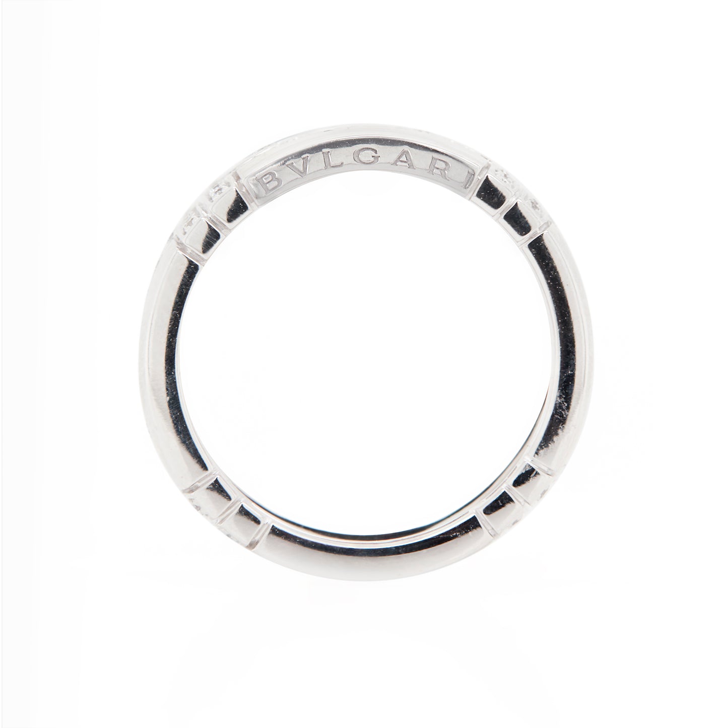 Bvlgari Parentesi Diamond and 18 Carat White Gold Open Work Wide Band Ring