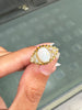 Opal and Old Cut Diamond 18 Carat Yellow Gold Navette Cluster Ring