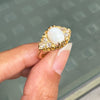 Opal and Old Cut Diamond 18 Carat Yellow Gold Navette Cluster Ring