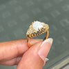 Opal and Old Cut Diamond 18 Carat Yellow Gold Navette Cluster Ring
