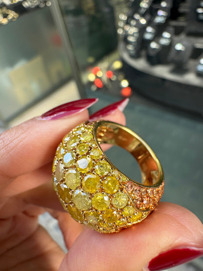 De Grisogono Fancy Yellow Diamond & Orange Garnet 18K Gold Dome Cocktail Ring