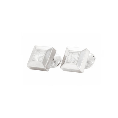 Chopard Happy Diamonds Square Stud Earrings in 18 Carat White Gold